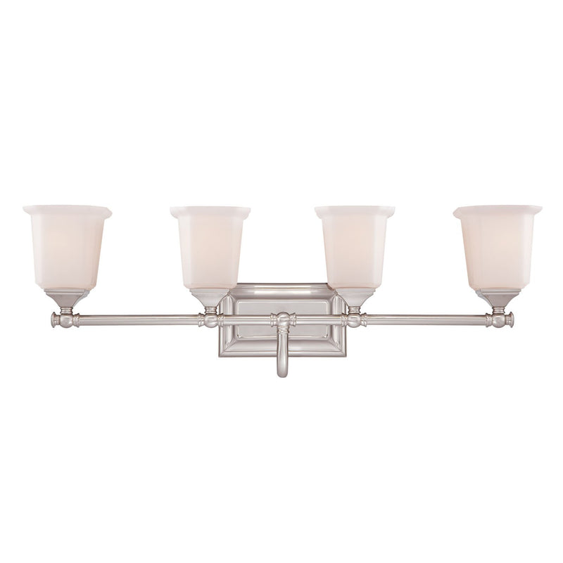 Nicholas 4-Light Opal Glass Bath Vanity Light in Brushed Nickel