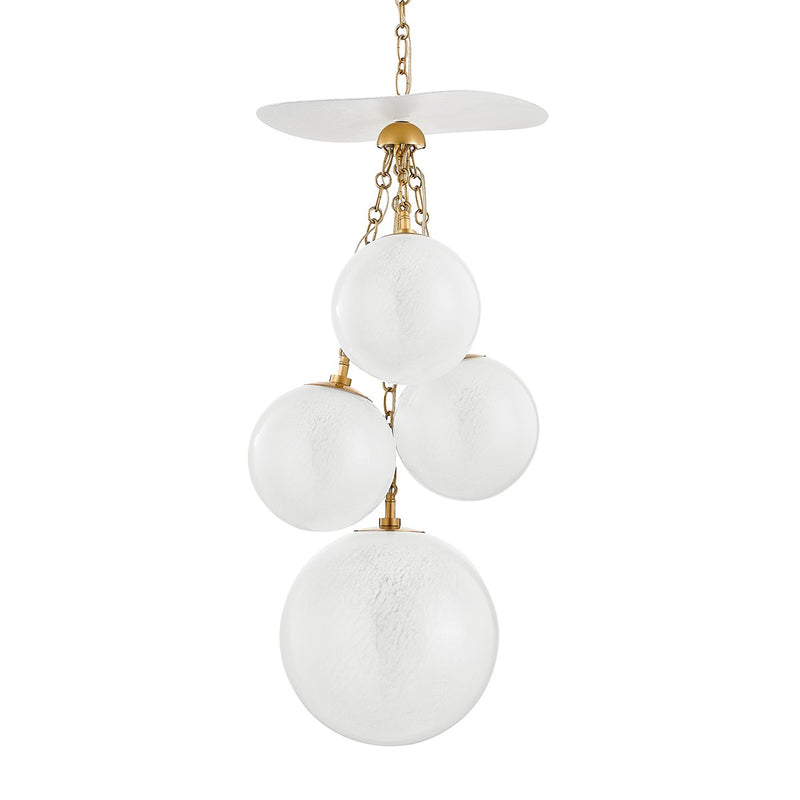 Antoinette 4-Light Pendant in Vintage Brass / Gesso White