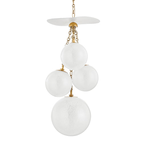 Antoinette 4-Light Pendant in Vintage Brass / Gesso White