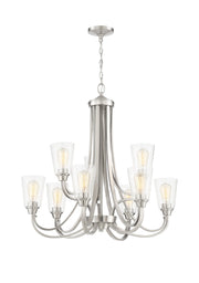 Grace 9 Light 32" Chandelier in Brushed Polished Nickel