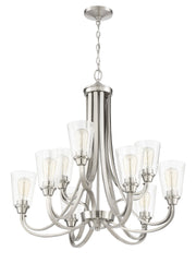 Grace 9 Light 32" Chandelier in Brushed Polished Nickel