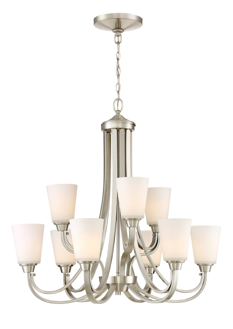 Grace 9 Light 32" Chandelier in Brushed Polished Nickel