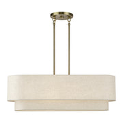 Manorwood 4-Light Large Linear Chandelier in Antique Brass