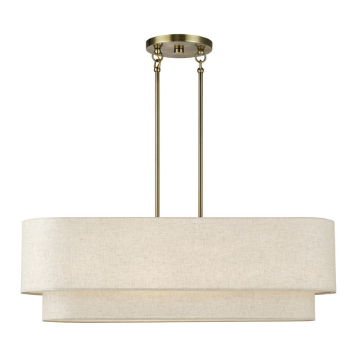 Manorwood 4-Light Large Linear Chandelier in Antique Brass