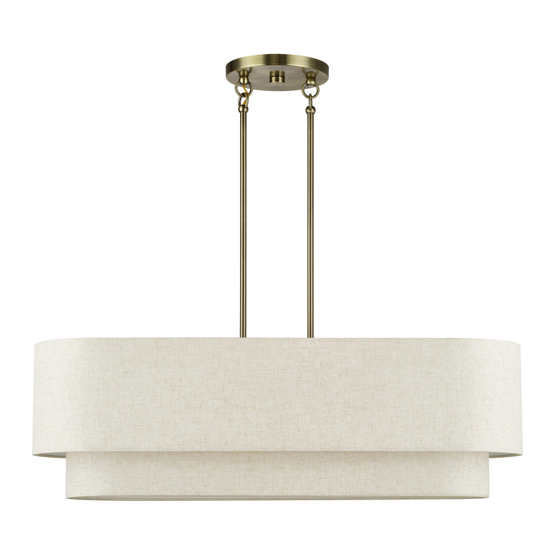 Manorwood 4-Light Large Linear Chandelier in Antique Brass