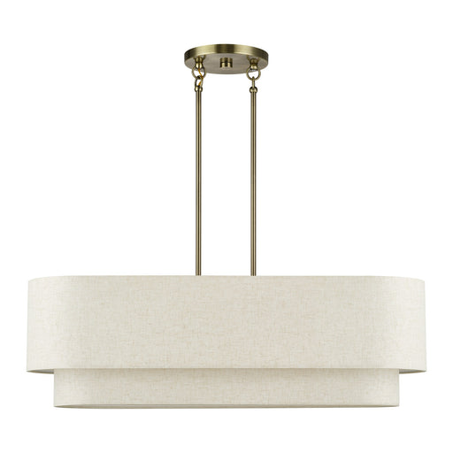 Manorwood 4-Light Large Linear Chandelier in Antique Brass