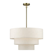 Manorwood 5-Light Chandelier with Oatmeal Shade in Antique Brass