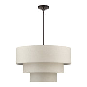Manorwood 5-Light Chandelier with Oatmeal Shade in English Bronze