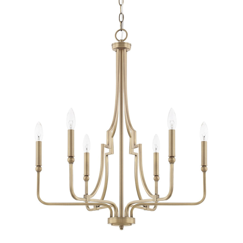 Dawson 6-Light Chandelier in Aged Brass