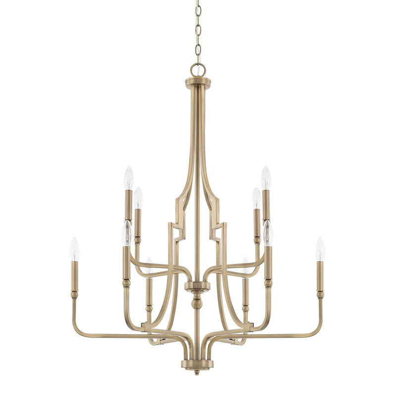 Dawson 10-Light Chandelier in Aged Brass