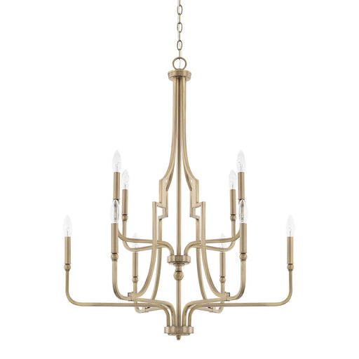 Dawson 10-Light Chandelier in Aged Brass