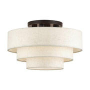 Manorwood 4-Light 21" Semi-Flush Mount with Oatmeal Shade in English Bronze