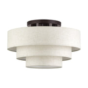 Manorwood 4-Light 21" Semi-Flush Mount with Oatmeal Shade in English Bronze