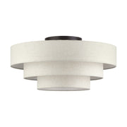 Manorwood 5-Light 28" Semi-Flush Mount with Oatmeal Shade in English Bronze