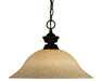 Shark 1 Light Pendant in Bronze with Golden Mottle Glass