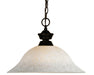 Shark 1 Light Pendant in Bronze with White Mottle Glass