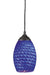 Jazz 1 Light Mini Pendant in Sand Black with Blue Glass