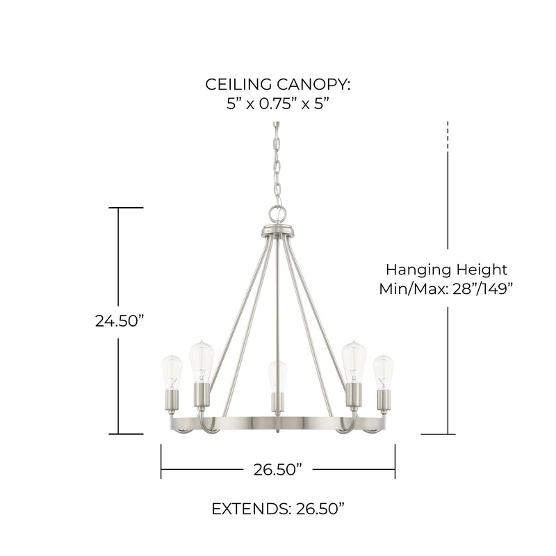 Tanner 5-Light Chandelier in Brushed Nickel