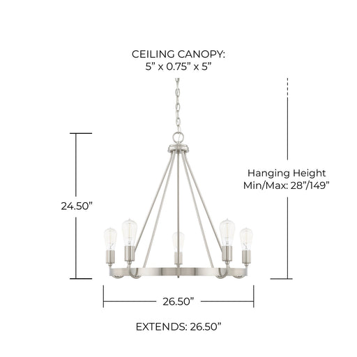 Tanner 5-Light Chandelier in Brushed Nickel
