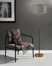 Bergen Floor Lamp in Black & Antique Brass