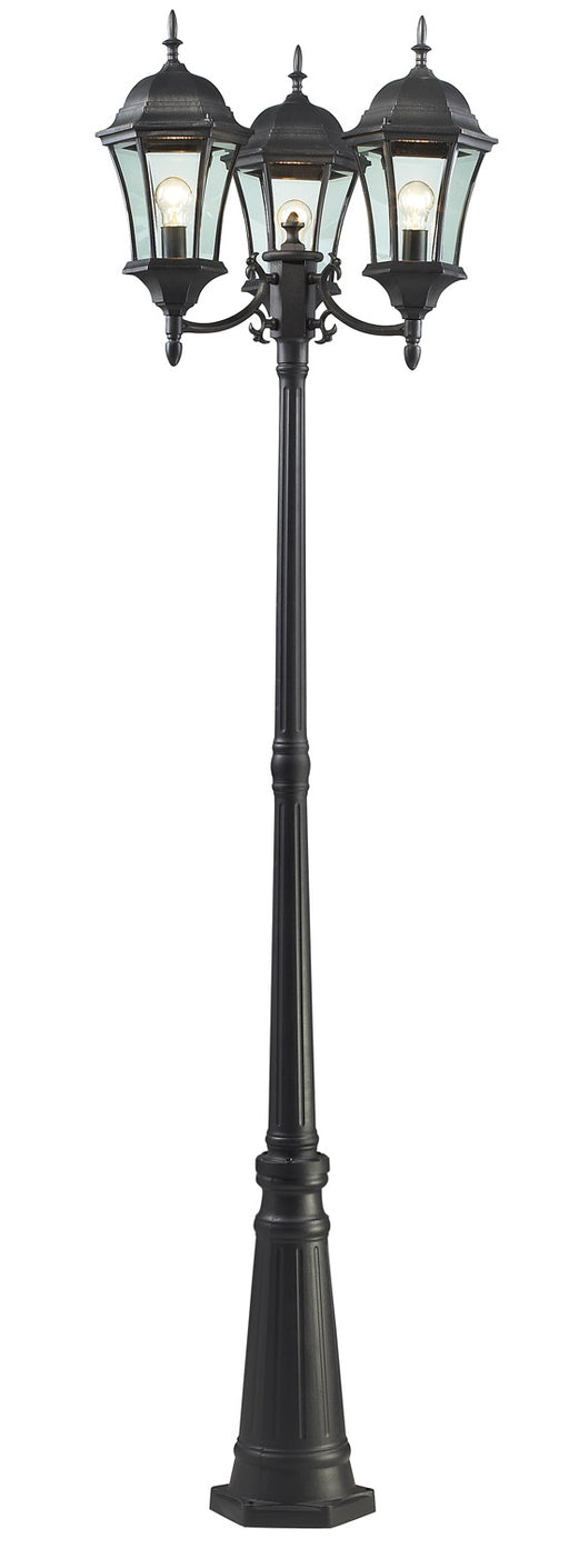 Wakefield 3-Light Outdoor Post-Light in Black with Clear Beveled Glass - Lamps Expo