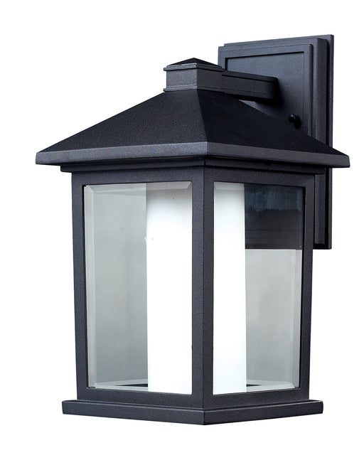 Mesa 1 Light Outdoor Wall Light in Black with Clear Beveled Glass