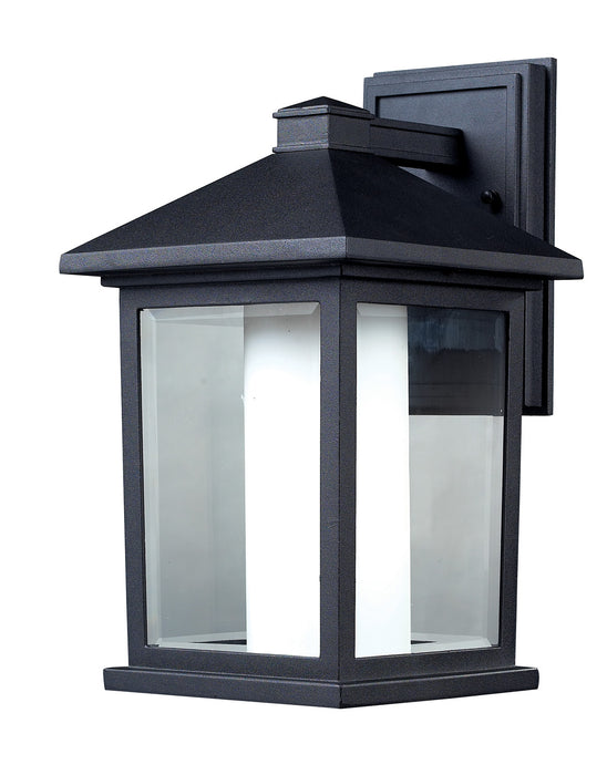 Mesa 1 Light Outdoor Wall Light in Black with Clear Beveled Glass