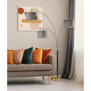 Bergen 3-Light Arc Floor Lamp in Black & Antique Brass