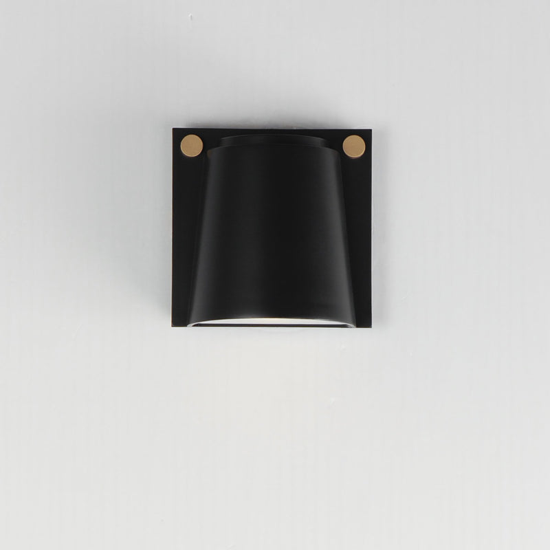 Rivet VX Small LED Outdoor Wall Sconce in Black / Antique Brass