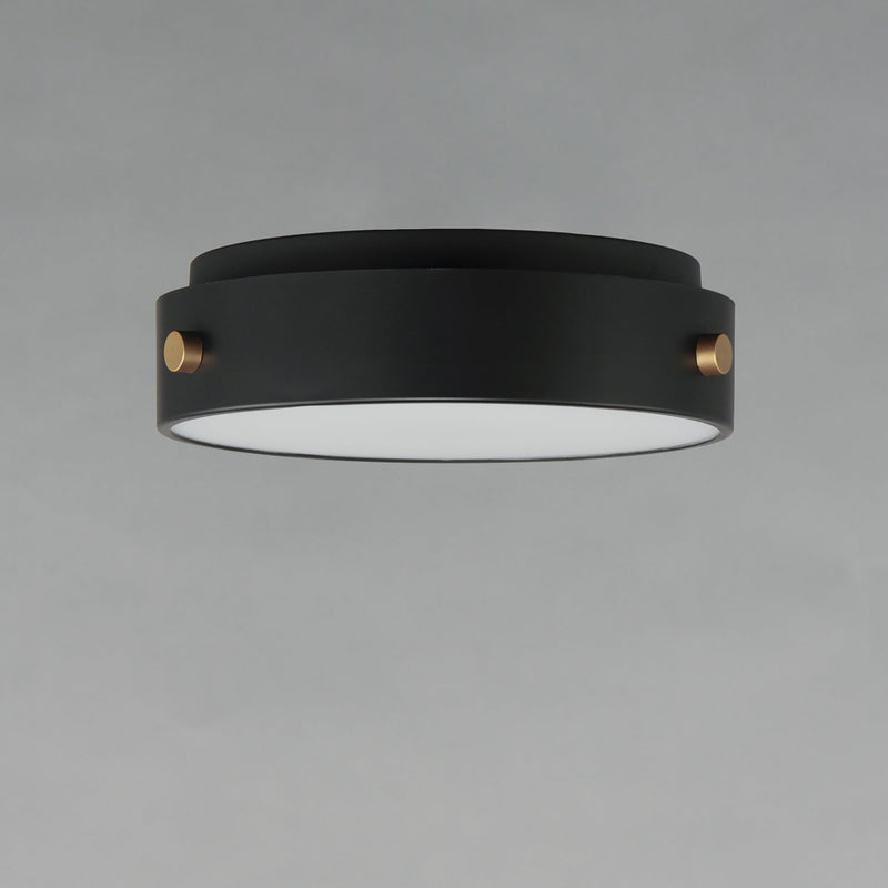 Rivet VX LED Outdoor Flush Mount in Black / Antique Brass