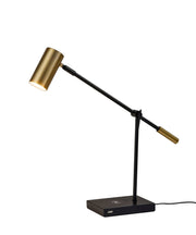 Collette LED Desk Lamp in Black/Antique Brass