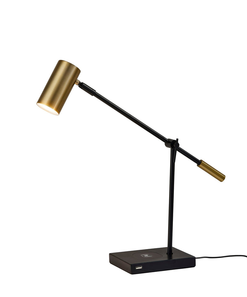 Collette LED Desk Lamp in Black/Antique Brass