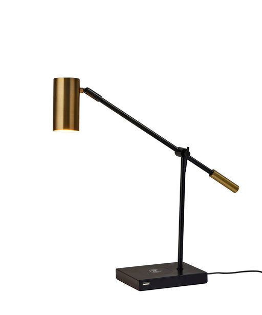 Collette LED Desk Lamp in Black/Antique Brass