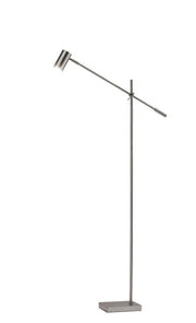 Collette LED Swing-Arm Floor Lamp in Brushed Steel