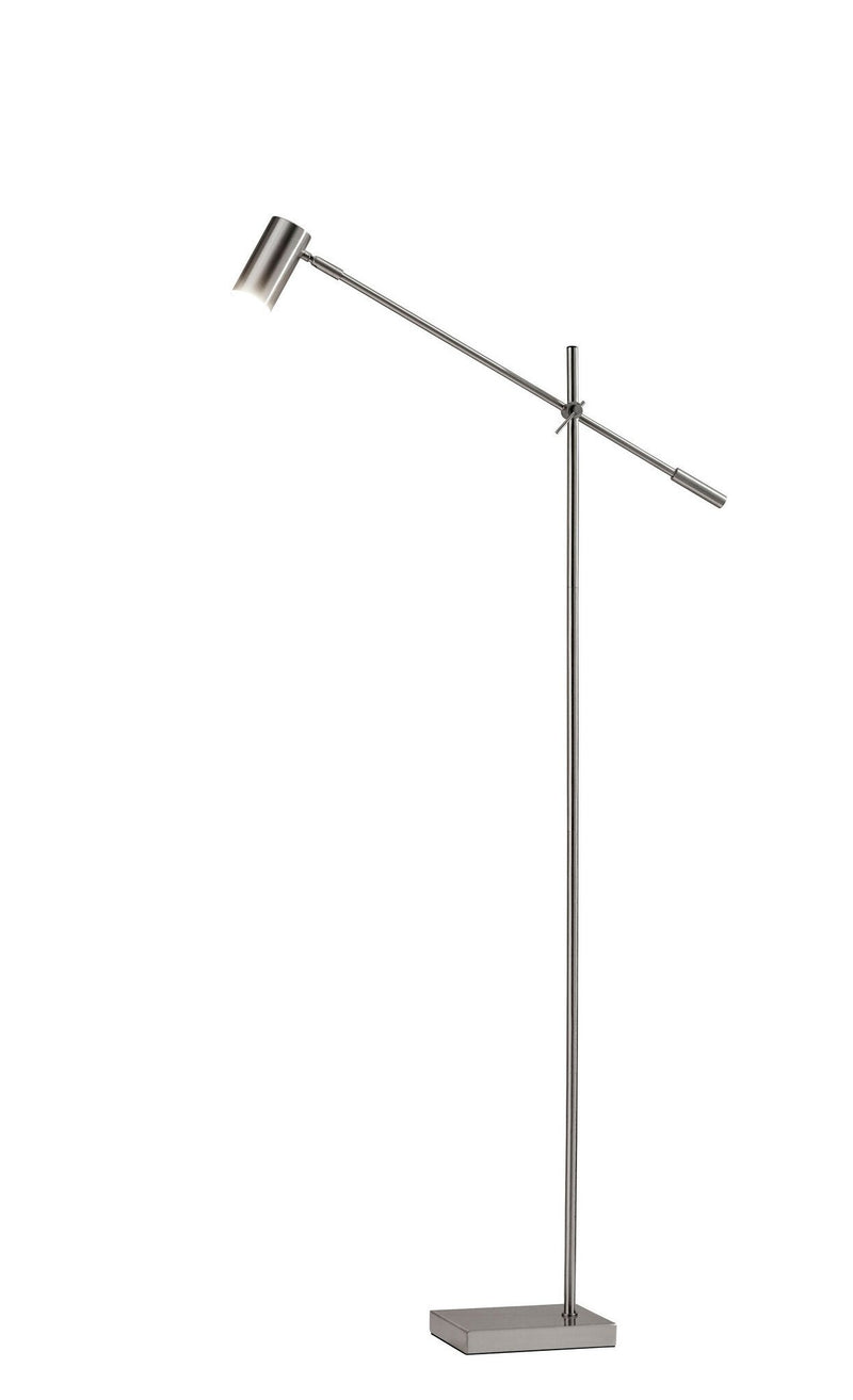Collette LED Swing-Arm Floor Lamp in Brushed Steel