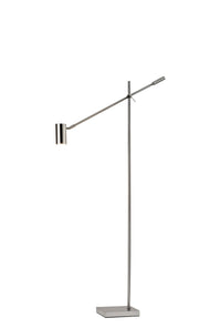 Collette LED Swing-Arm Floor Lamp in Brushed Steel