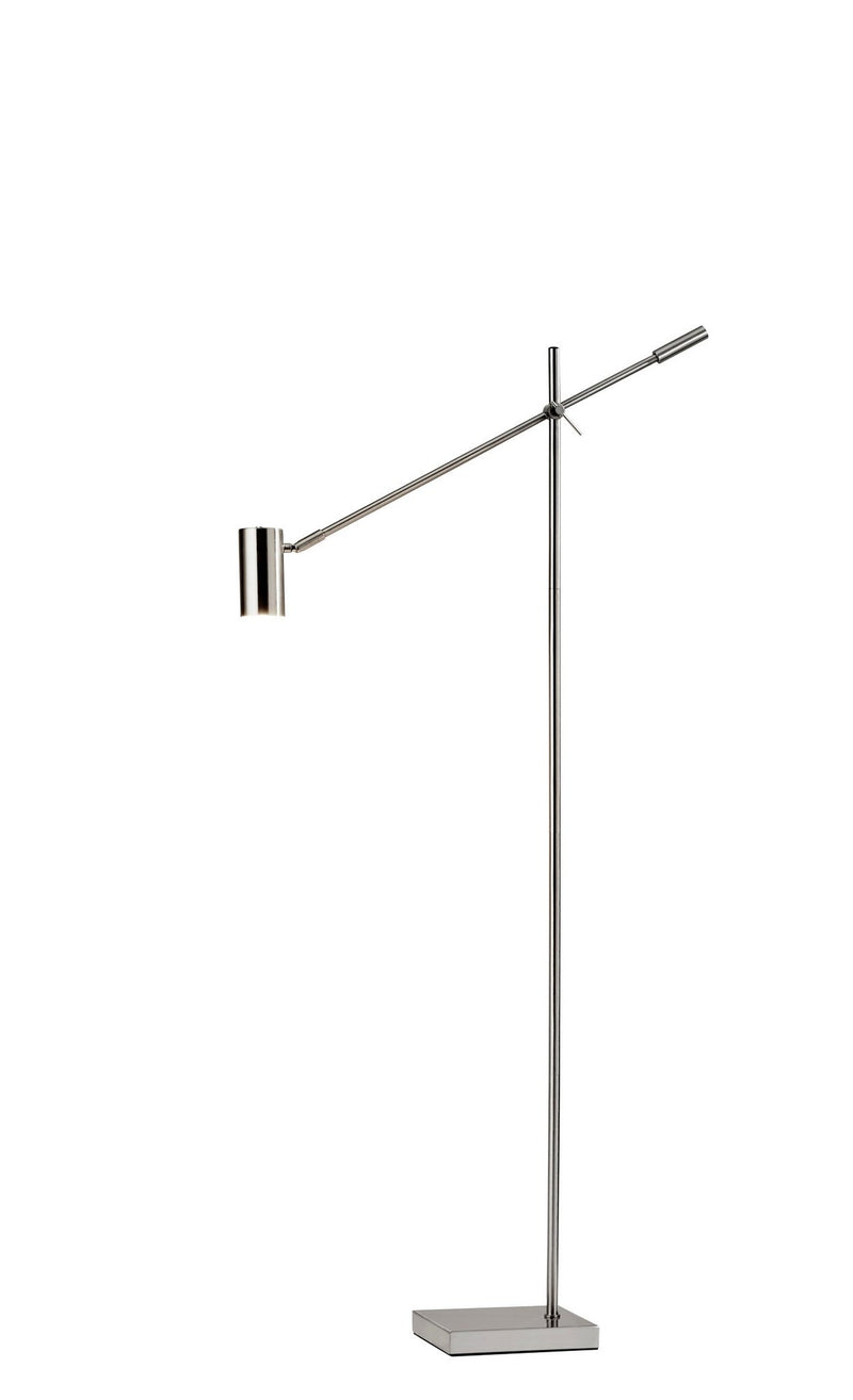 Collette LED Swing-Arm Floor Lamp in Brushed Steel