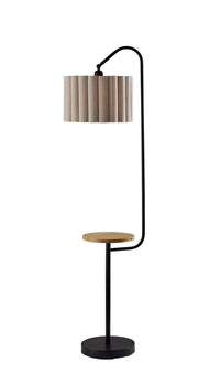 Caldwell Shelf Floor Lamp in Black Natural Wood