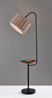 Caldwell Shelf Floor Lamp in Black Natural Wood