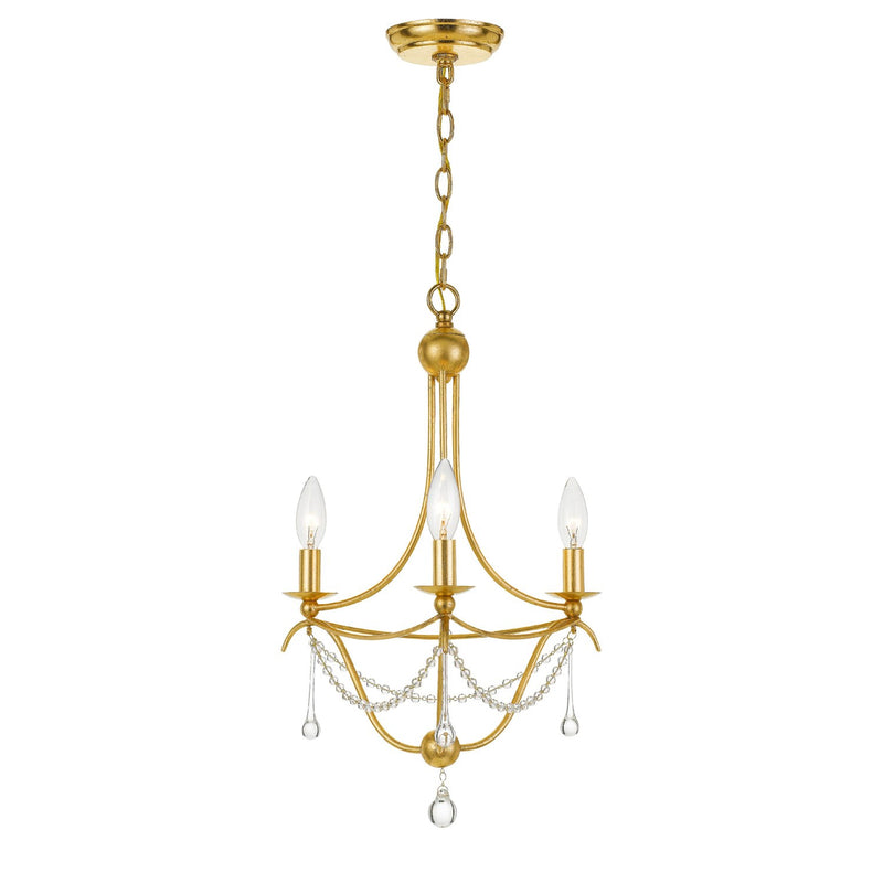Metro 3 Light 15.5" Chandelier in Antique Gold
