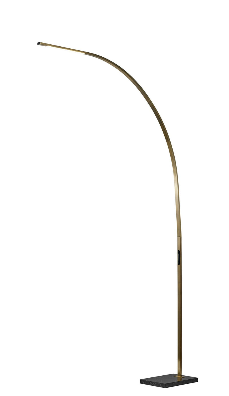 Sonic LED Arc Floor Lamp in Antique Brass