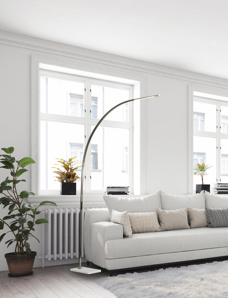 Sonic LED Arc Floor Lamp in Brushed Steel