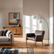 Trinity 3-Light Arc Floor Lamp in Brushed Steel