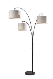 Bowery 3-Light Arc Floor Lamp in Black