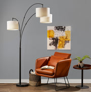Bowery 3-Light Arc Floor Lamp in Black
