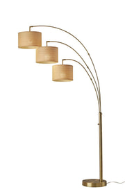 Bowery 3-Light Arc Floor Lamp in Antique Brass