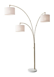 Bowery 3-Light Arc Floor Lamp in Antique Brass