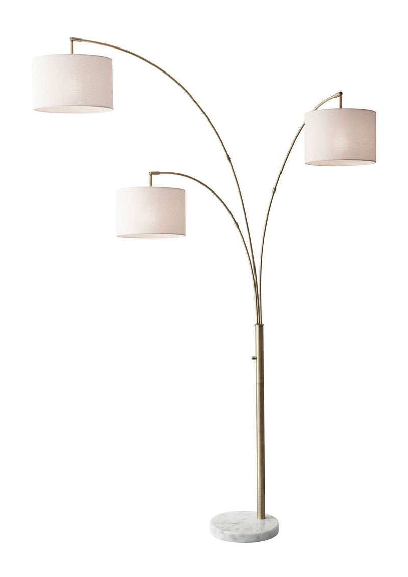 Bowery 3-Light Arc Floor Lamp in Antique Brass