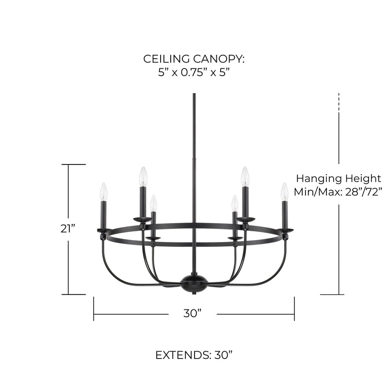 Rylann 6-Light Chandelier in Matte Black