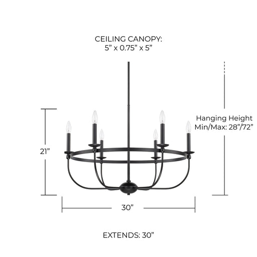 Rylann 6-Light Chandelier in Matte Black